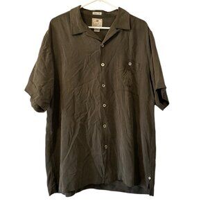 Luau Men Limited Edition Casual Button Down Silk Shirt Palm Tree Size L Hawaiian